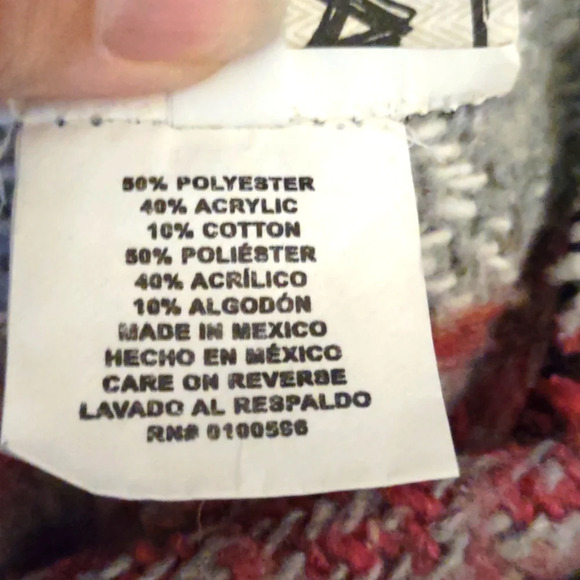 NWT Baja Joe Red and Gray Mexican  Hooded Pullover Size L - Picture 5 of 5